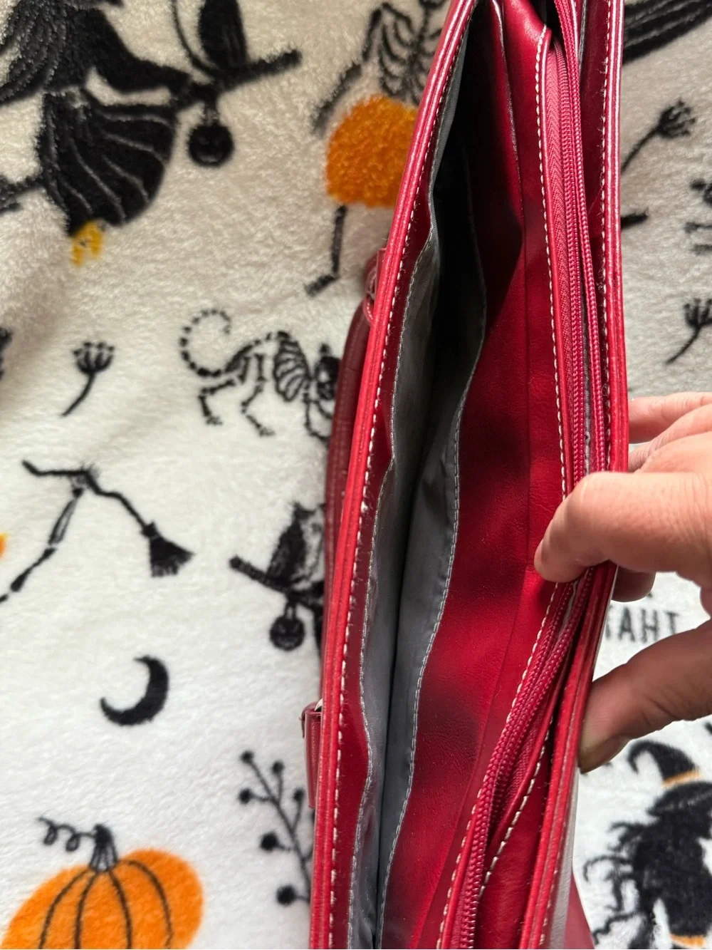 Red Leather Laptop Bag with Dual Top Handles